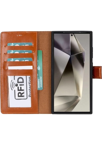 Buğz Samsung Galaxy S24 Ultra Uyumlu, Deri Cüzdanlı Kılıf, Efektli Taba fırsatları