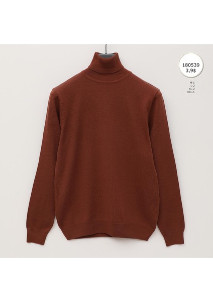 Erkek Şardonsuz Uzun Kol Ince Kazak - 180539 - Kiremit