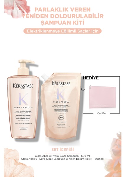 Gloss Absolu Elektriklenme Karşıtı Saç Bakım Seti - Bain 500 ml & Doypack