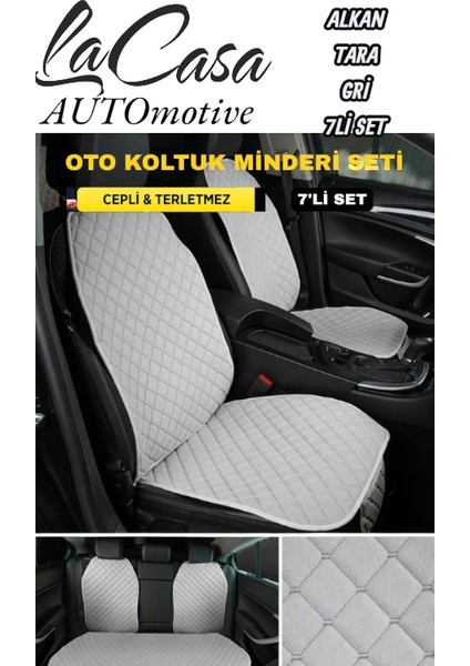 Lacasa Automotive Ergonomik,ortopedik,terletmez, Cepli, Kaymaz, Alkantara Oto Kılıf-Minder (7parça Set)