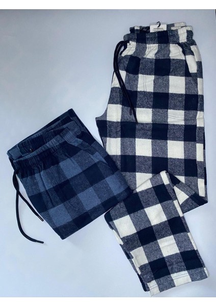 Erkek 2'li Kışlık Ekose Desenli Pazen Pamuklu Pijama Altı fiyatları