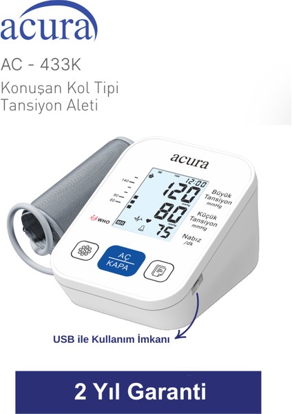 AC-433 K Geniş Ekranlı Türkçe Konuşan Tansiyon Aleti fırsatları