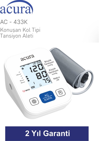 AC-433 K Geniş Ekranlı Türkçe Konuşan Tansiyon Aleti indirimleri