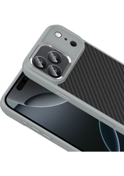iPhone 17 Pro Max Melans Serisi Karbon Fiber Görünümlü Magsafe Şarj Destekli Silikon Kapak modelleri