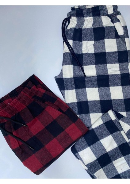 Erkek 2'li Kışlık Ekose Desenli Pazen Pamuklu Pijama Altı fiyatları