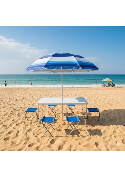 4 Tabureli Katlanır Kamp Masa Sati