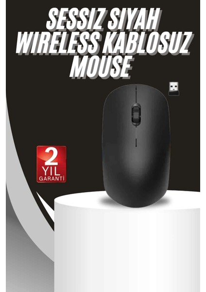 Buğz Ergonomik Tasarım Kablosuz Siyah Mouse Hassas Uzun Ömürlü