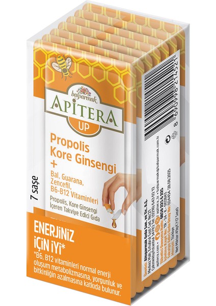 UP Doğal Bal, B Vitaminleri, Kırmızı Ginseng, Guarana ve Propolis İçeren Takviye Edici 7’li Saşe