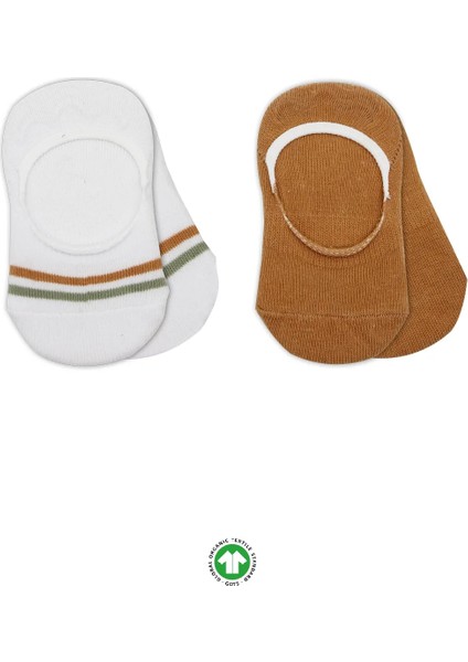 2'li Penye Babet Silikon Çemberli Çorap 30102 Hardal Beyaz