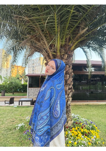 Modal Soft Serisi Etnik Desen Şal Saks Mavisi fiyatları