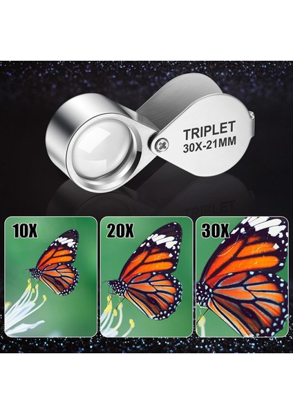 Kuyumcu Göz Büyüteci Seti 10X, 20X ve 30X Cep Mücevher Büyüteci, A (Yurt Dışından) indirimleri