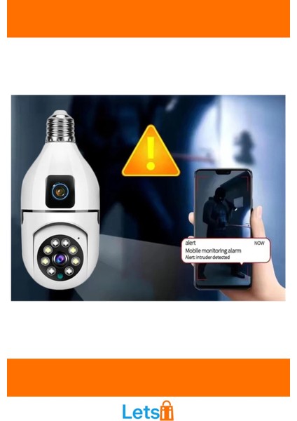 Çift Lensli Duy Girişli Kablosuz Ampul Kamera 4K Full Hd fırsatları