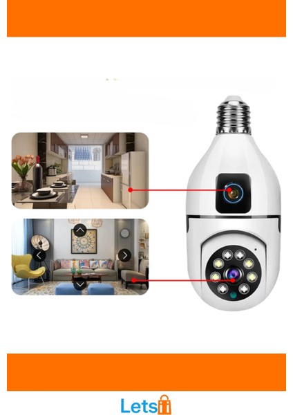 Çift Lensli Duy Girişli Kablosuz Ampul Kamera 4K Full Hd indirimleri