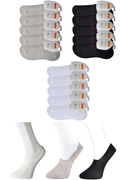 Siyah Gri ve Beyaz Erkek Babet Çorap 15 Çift