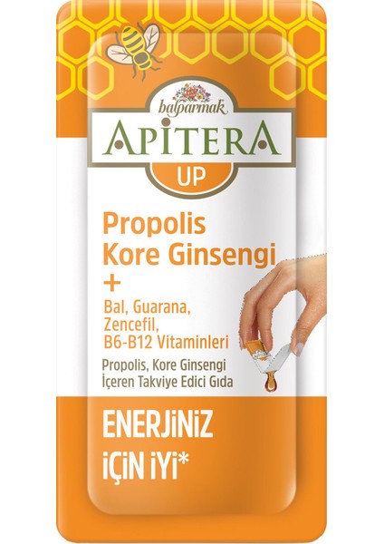 Apitera UP Doğal Bal, B Vitaminleri, Kırmızı Ginseng, Guarana ve Propolis İçeren Takviye Edici 56'lı Saşe indirimleri
