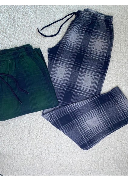 2 Adet Jakar Kümaş Kışlık Kadn Erkek Unisex Yeşil & Antrasit Rengi Eşofman Pijama Altı modelleri