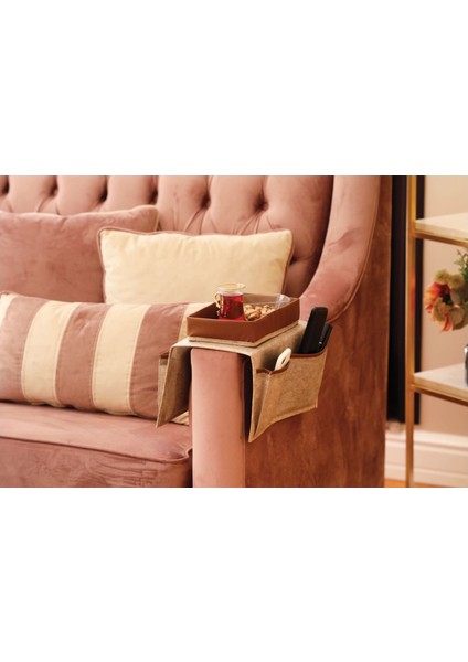 Buğz Çok Amaçlı Deri Şeritli Cepli Koltuk Kenarı Düzenleyici 03938