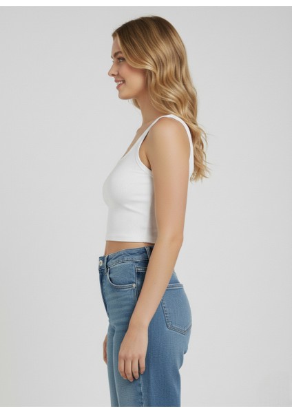 Pamuklu Kalın Askılı Fitilli Crop 3'lü Paket Siyah Beyaz Gri modelleri