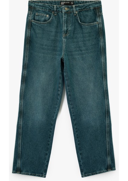 Oversize Cepli Pamuklu Normal Bel Bol Baggy Jean Pantolon