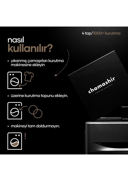 Doğal Yün Kurutma Topu | 4 adet - Çamaşırda Yumuşatma + Hızlı Kurutma + Enerji Tasarrufu fırsatları