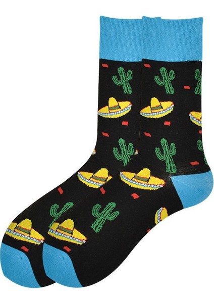 Karikatür Hayvan Desenli Jakarlı Çorap (Yurt Dışından)