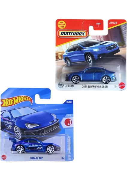 2 Araç Set - Hot Wheels Subaru Brz & Matchbox 2024 Subaru Wrx S4 Stı (1/64) Mavi