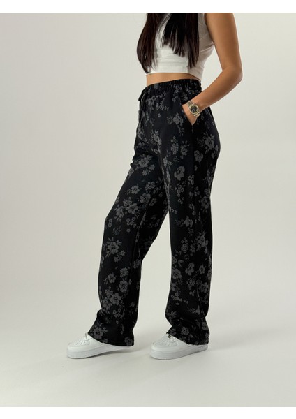 Tasarım Çiçek Baskı Kadın Baggy Pantolon COC1050 modelleri