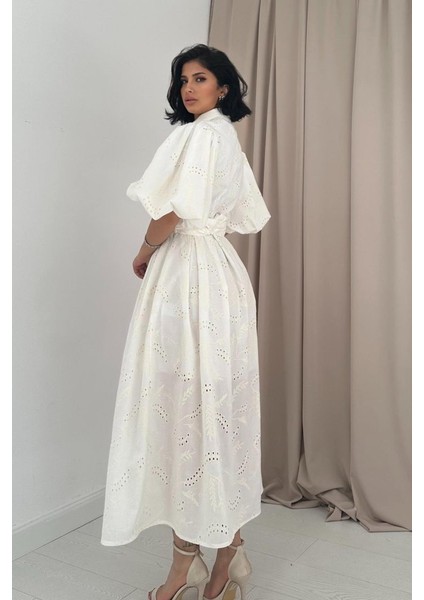 Bej Pileli Balkon Elbise fırsatları