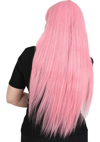 Uzun Kahküllü Fiber Sentetik Peruk / Şeker Pembesi modelleri