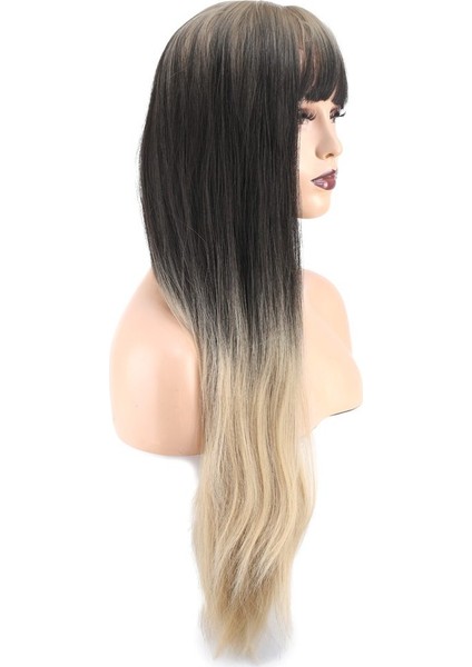 Düz Perçemli Uzun Fiber Sentetik Peruk / Küllü Siyah / Balköpüğü Ombreli modelleri