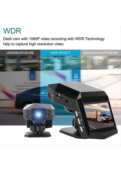 Araç Gösterge Paneli Video Kaydedici Arka Görüş Monitörü Dashcam 2 Inç Ekran 1080P Geniş Açı (A) (Yurt Dışından) modelleri