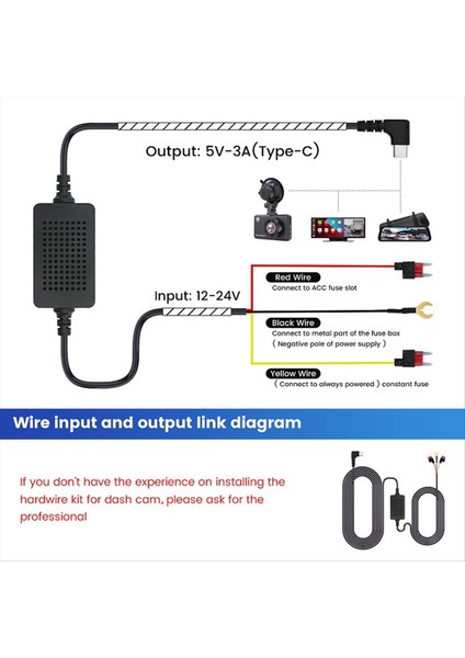 Evrensel 3,5 M Araç Kamerası Kablosu 12/24 V Ila 5 V 3 A Araç Dvr Sabit Kablo Kiti Video Kamera Kaydedici Tip-C Hattı (Yurt Dışından) fırsatları