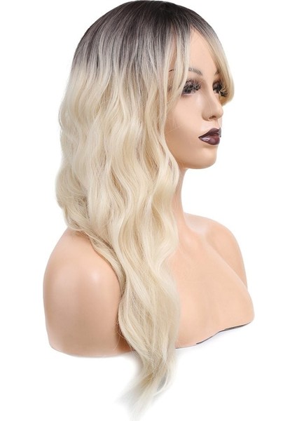 Dalgalı Perçemli Fiber Sentetik Orta Boy Peruk / Kahve / Beyaz Platin Röfleli modelleri