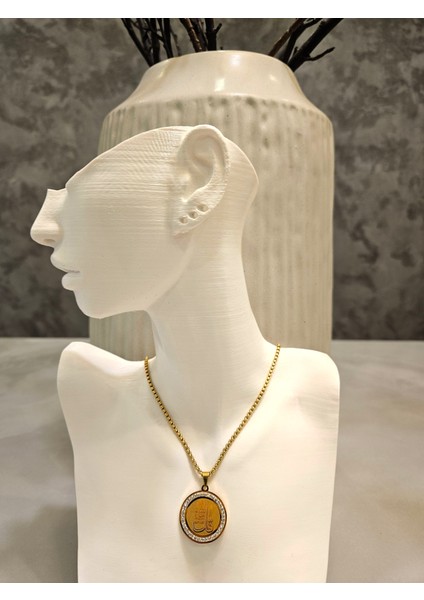 Arapça Paslanmaz Çelik Kolye-18K Altın Kaplama