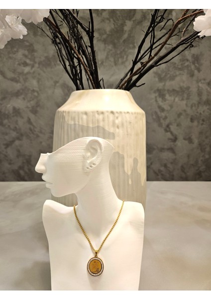 Arapça Paslanmaz Çelik Kolye-18K Altın Kaplama modelleri