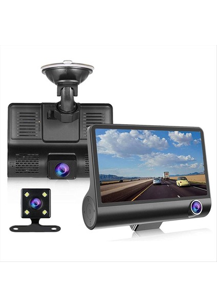 Inç Araç Dvr Araç Kamerası Hd Ekran 1080P 3 Lensli Video Kaydedici Ön + Iç + Arka Görüş Kamerası Araç Kamerası (Yurt Dışından) fiyatları