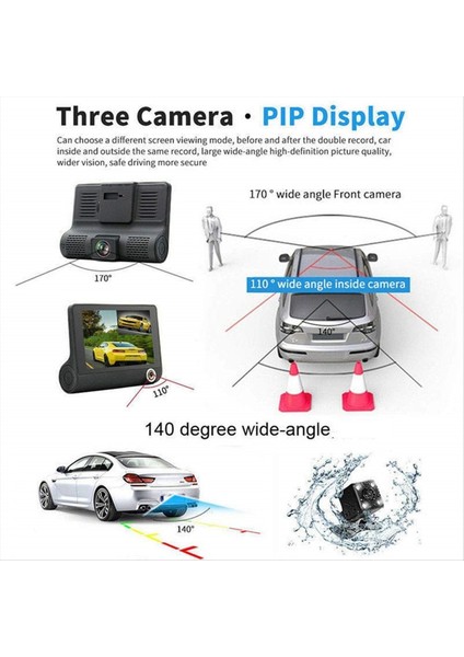 Inç Araç Dvr Araç Kamerası Hd Ekran 1080P 3 Lensli Video Kaydedici Ön + Iç + Arka Görüş Kamerası Araç Kamerası (Yurt Dışından) indirimleri