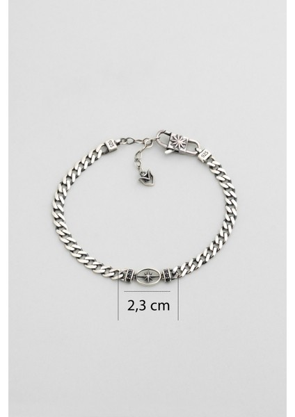 Kuzey Yıldızı Ikonlu Cilalı 21 cm Gümüş Erkek Zincir Bileklik modelleri