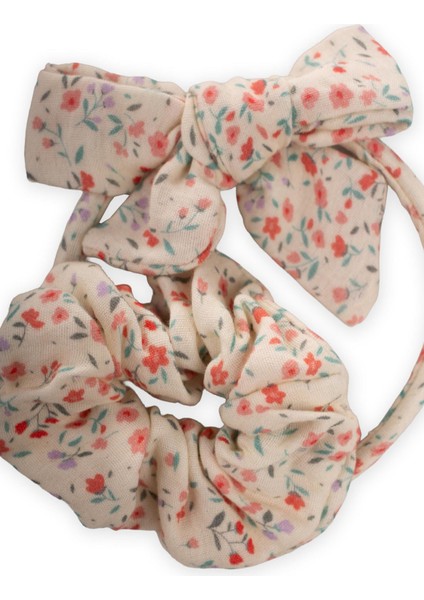 Taç Fiyoklu Lastikli Toka Seti Ekru Çiçekli fiyatları