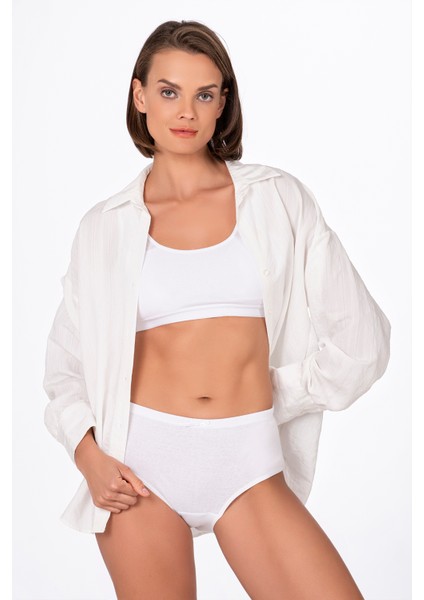 Kadın Yüksek Bel Pamuklu Ribana Slip Külot 3'lü Paket – Esnek & Rahat | Beyaz K0305 fiyatları