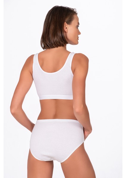 Kadın Yüksek Bel Pamuklu Ribana Slip Külot 3'lü Paket – Esnek & Rahat | Beyaz K0305 modelleri