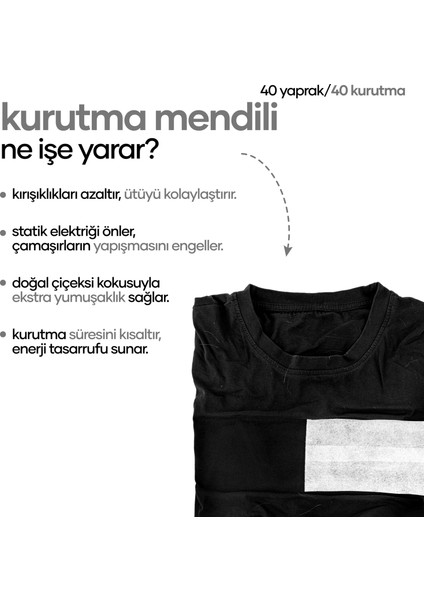 Kurutma Mendili 40 Yaprak/Adet - Çamaşırlarda Ekstra Yumuşaklık, Ütüye Son fırsatları