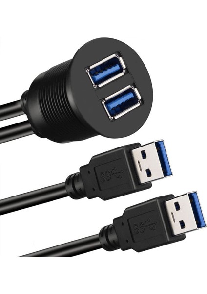 2 Port Çift USB 3.0 Aux Gömme Montaj Araç Tutucu Uzatma Kablosu Araba Kamyon Tekne Motosiklet Dashboard Panel-3ft (Yurt Dışından) fiyatları