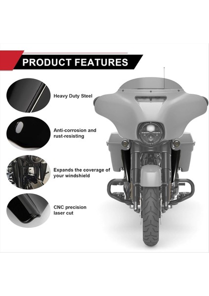 Motosiklet Çatal Dağı Rüzgar Deflector Harley Touring Yol Kral Sokak Glide Electra Glide Cvo Flht Flhr Aksesuarları,b (Yurt Dışından) indirimleri