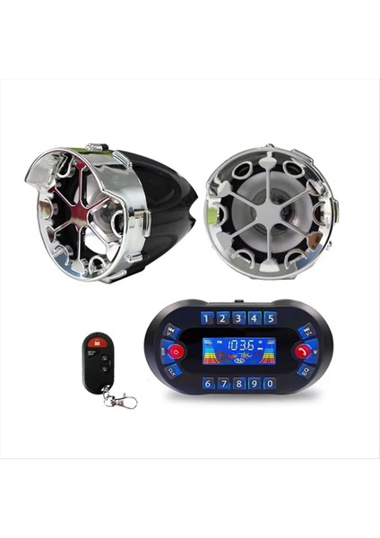 Motosiklet Bluetooth Hoparlör Amplifikatör Çıkışı 2.1 A Müzik Mp3 Çalar Hırsız USB Fm Radyo Stereo Hoparlör MT730 Siyah (Yurt Dışından)