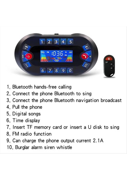 Motosiklet Bluetooth Hoparlör Amplifikatör Çıkışı 2.1 A Müzik Mp3 Çalar Hırsız USB Fm Radyo Stereo Hoparlör MT730 Siyah (Yurt Dışından) fiyatları