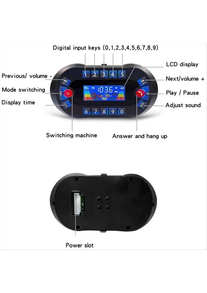 Motosiklet Bluetooth Hoparlör Amplifikatör Çıkışı 2.1 A Müzik Mp3 Çalar Hırsız USB Fm Radyo Stereo Hoparlör MT730 Siyah (Yurt Dışından) modelleri