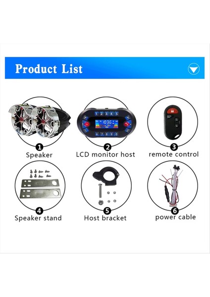 Motosiklet Bluetooth Hoparlör Amplifikatör Çıkışı 2.1 A Müzik Mp3 Çalar Hırsız USB Fm Radyo Stereo Hoparlör MT730 Siyah (Yurt Dışından) indirimleri