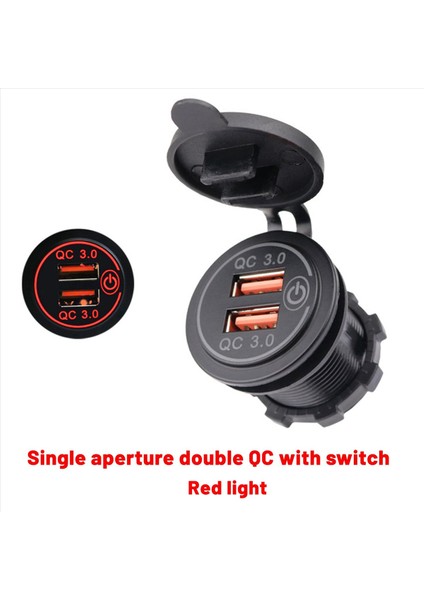 12V 36W Hızlı Şarj 3.0 Çift USB Araba Şarjı USB Hızlı Şarj Için Anahtarı ile Tekne Motosiklet Kamyon Sedan Kırmızı (Yurt Dışından) fırsatları