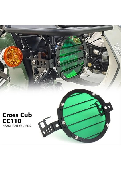Motosiklet Far Guard Koruyucu Izgara Ön Lamba Başkanı Işık Honda Cross Cub CC110 2023 2024 (Yeşil ) (Yurt Dışından) modelleri
